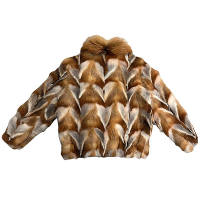 Kashani Men's Natural & Silver Fox Fur Diamond Cut Coat - Dudes Boutique