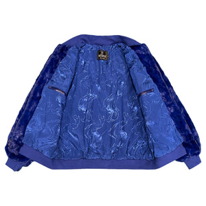 Kashani Royal Blue Diamond Cut Mink Fur Bomber Jacket - Dudes Boutique