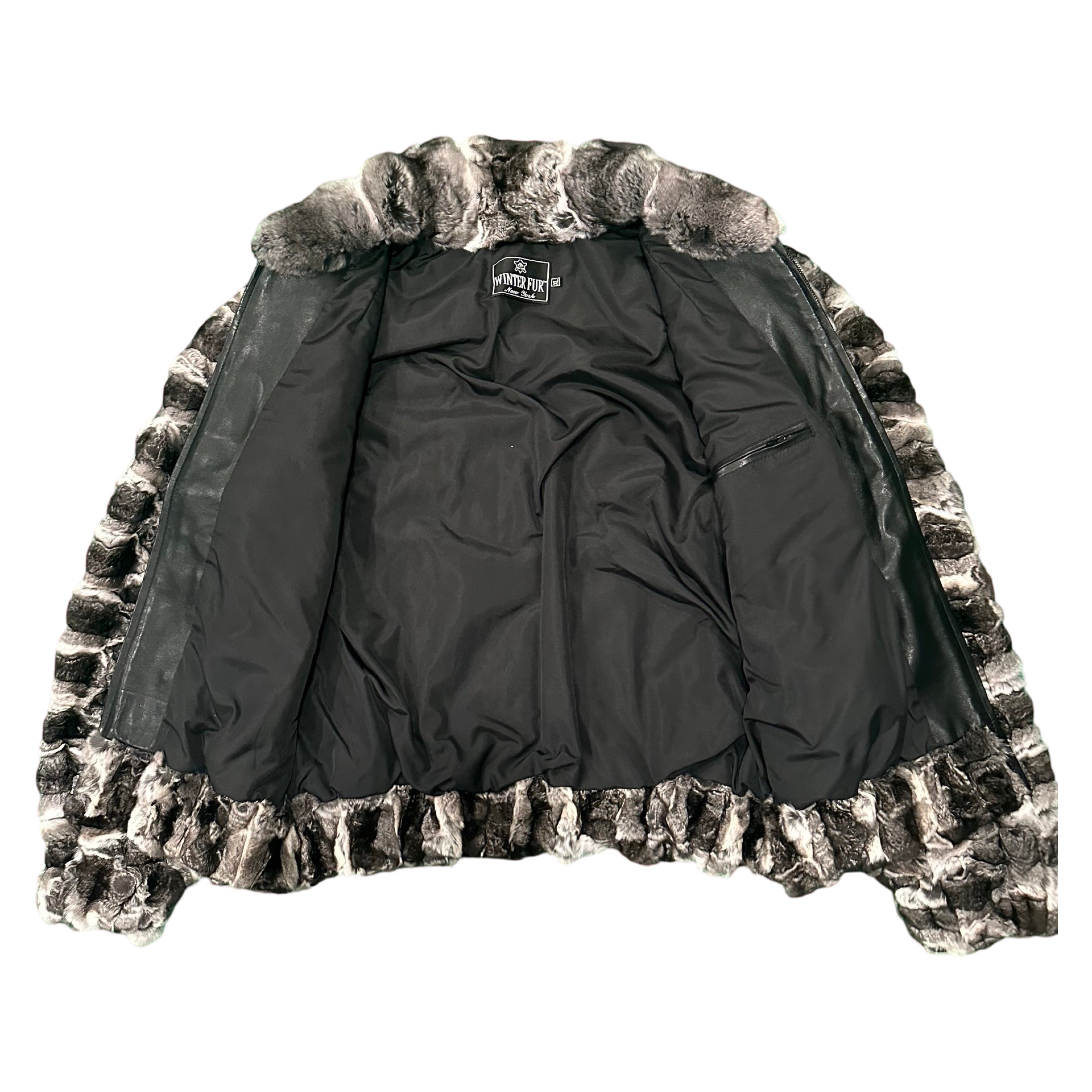 Kashani Full Diamond Cut Chinchilla Fur Bomber Jacket - Dudes Boutique