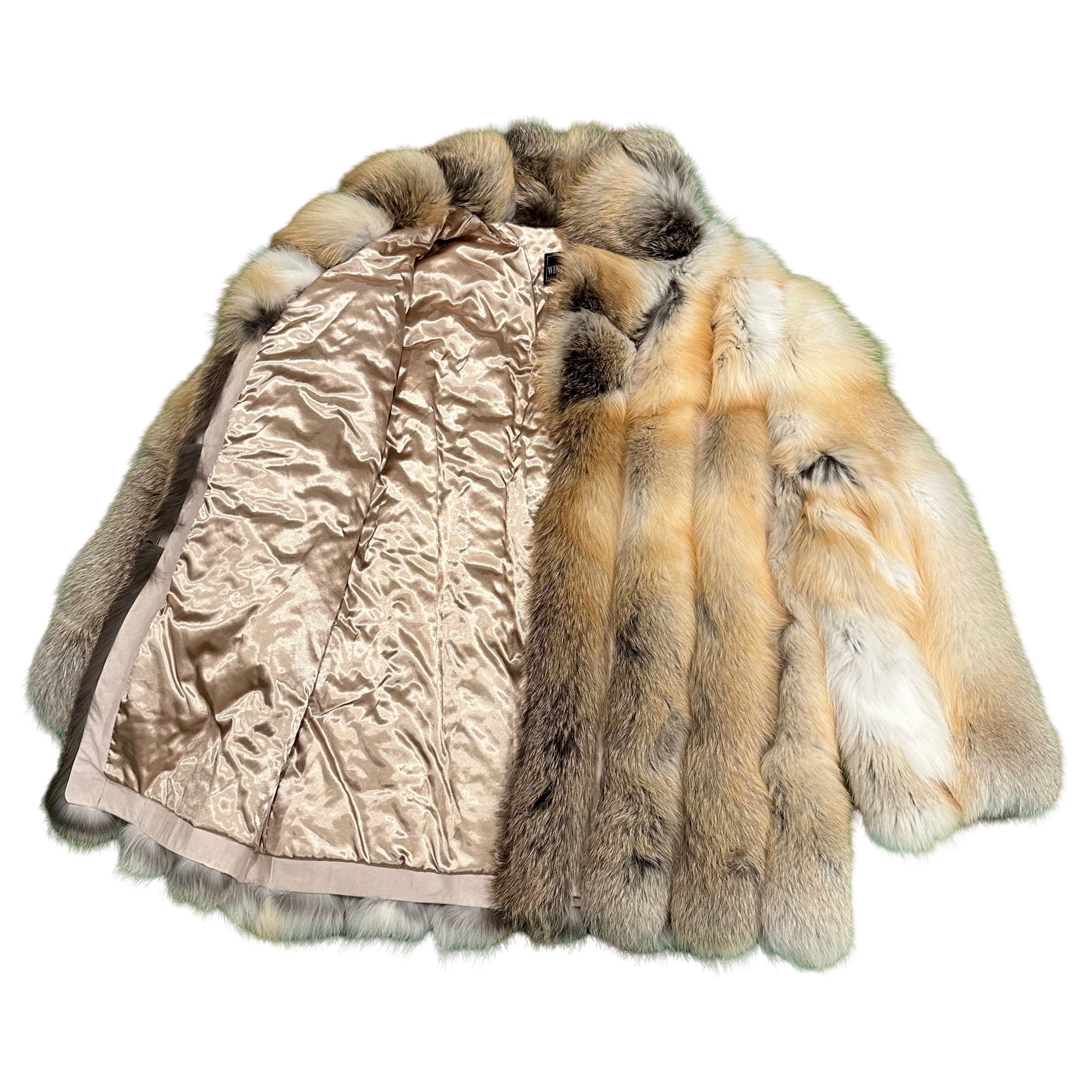 Kashani Men's Full Natural Golden Island Fox 3/4 Fur Coat - Dudes Boutique