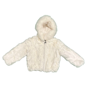 Kashani Kids White Rabbit Fur Hooded Jacket - Dudes Boutique