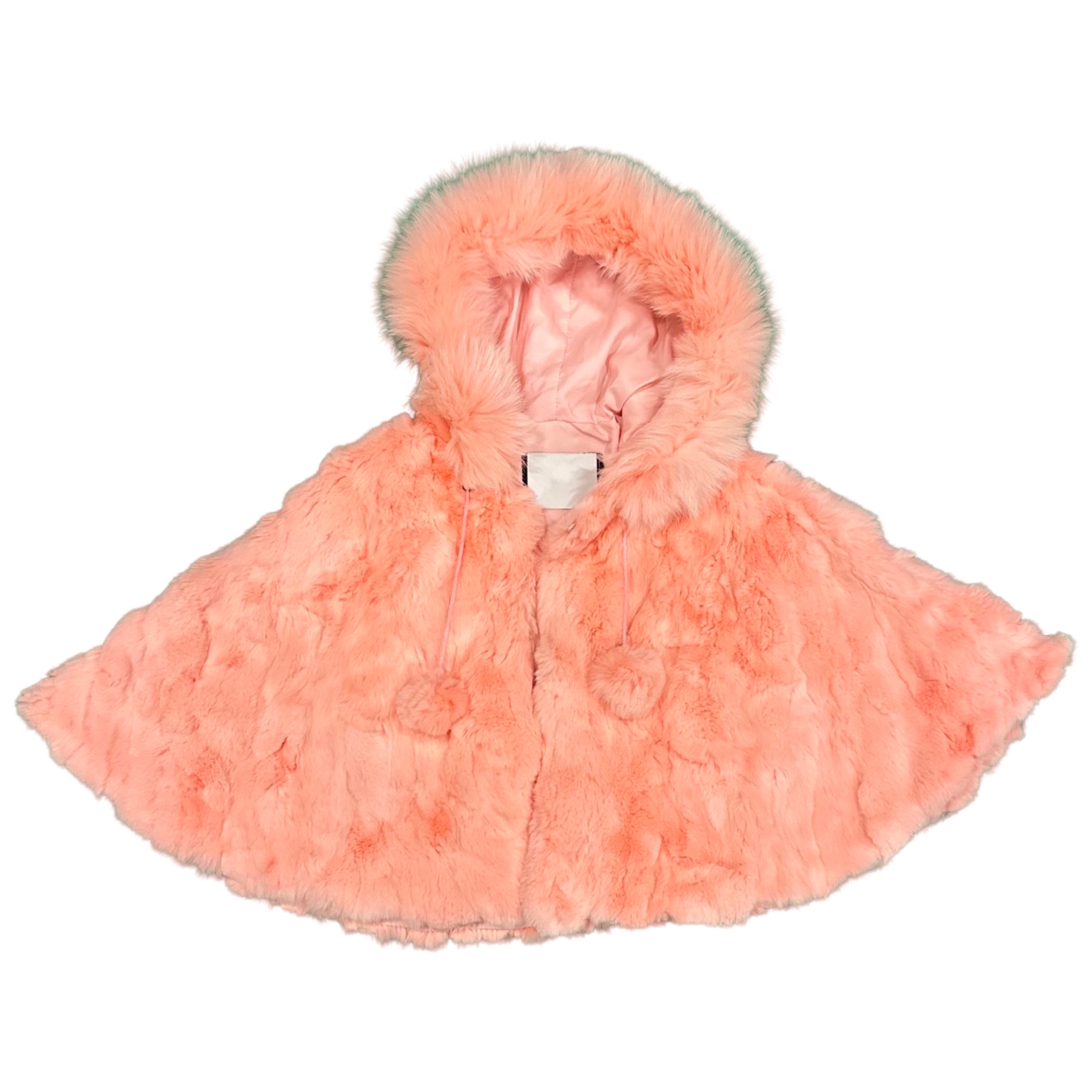 Kashani Kids Pink Rabbit Fur Hooded Cape - Dudes Boutique