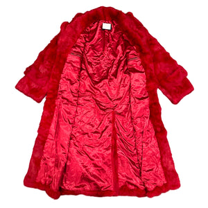 Kashani Men's Red Rabbit Fur Trench Coat - Dudes Boutique