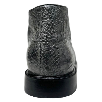 Los Altos Gray All Over Crocodile Belly Lace-Up Dress Ankle Boots - Dudes Boutique