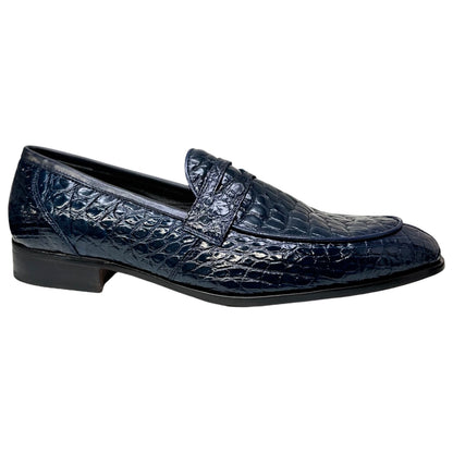 Mauri 4862 Navy Alligator Belly Penny Loafers - Dudes Boutique
