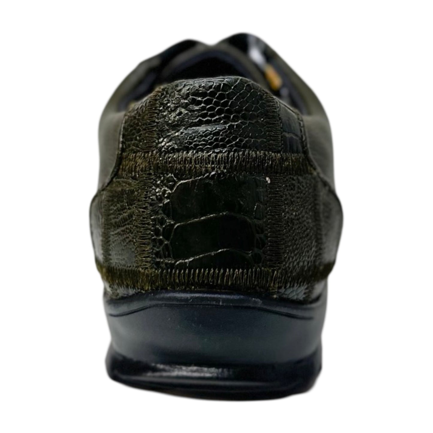 Los Altos Olive Green Ostrich Leg Lace Up Sneakers - Dudes Boutique