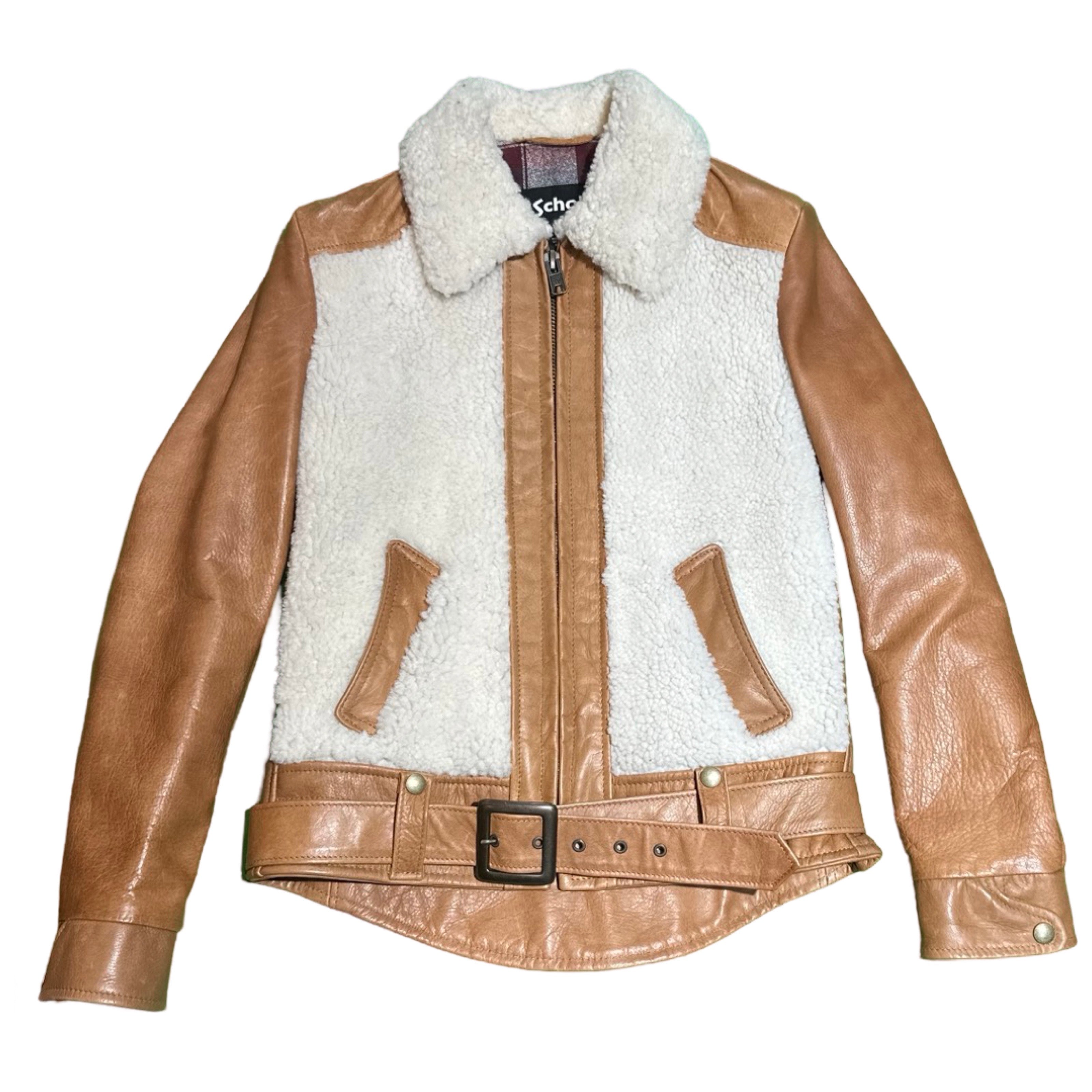 Schott Women's Cognac Natural Shearling Jacket - Dudes Boutique