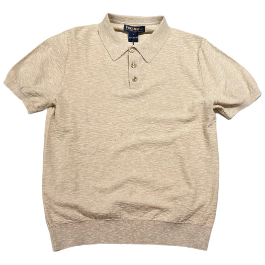 Prestige Oatmeal Textured Knit Polo - Dudes Boutique