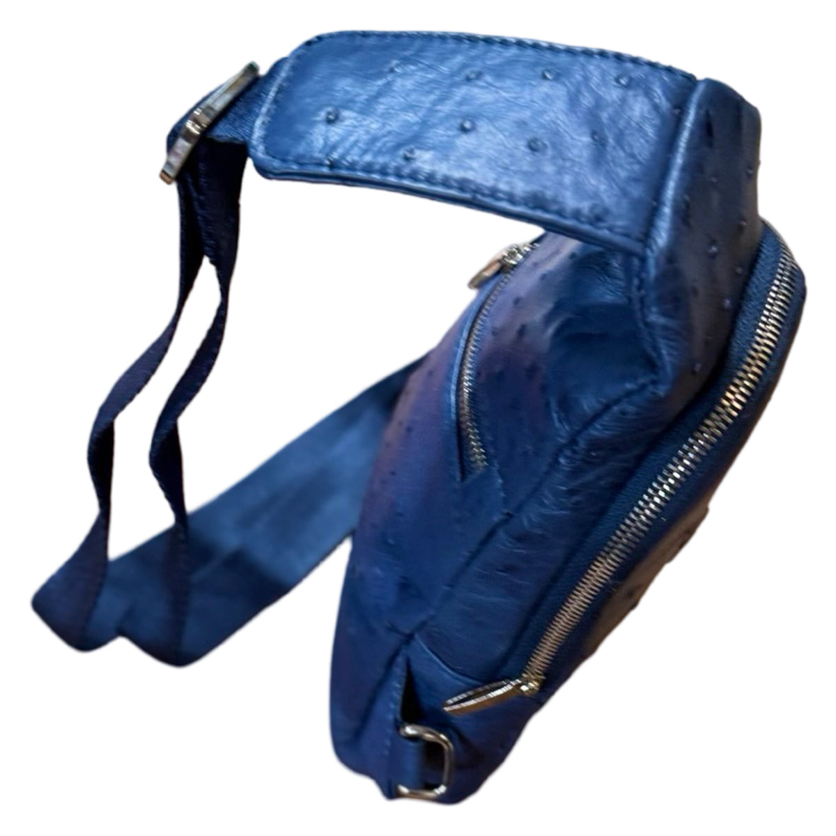 Kashani navy blue ostrich crossbody bag