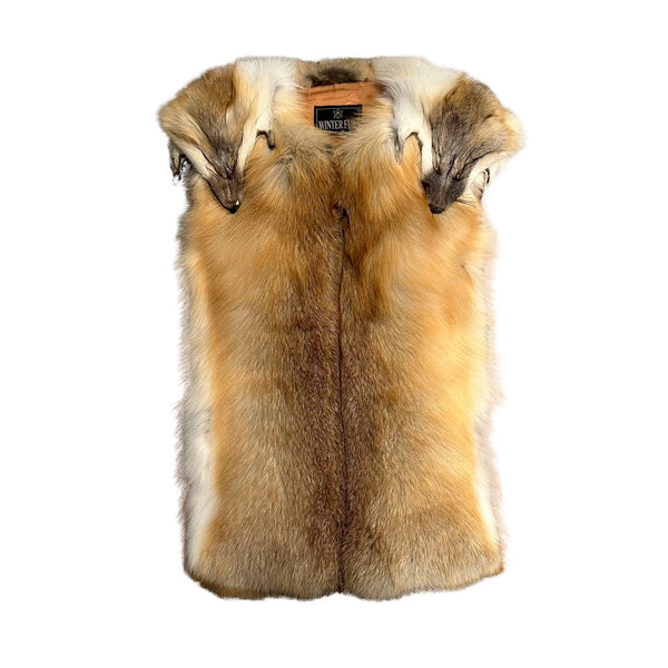 Winter Fur Men's Natural Fox Head Vest - Dudes Boutique