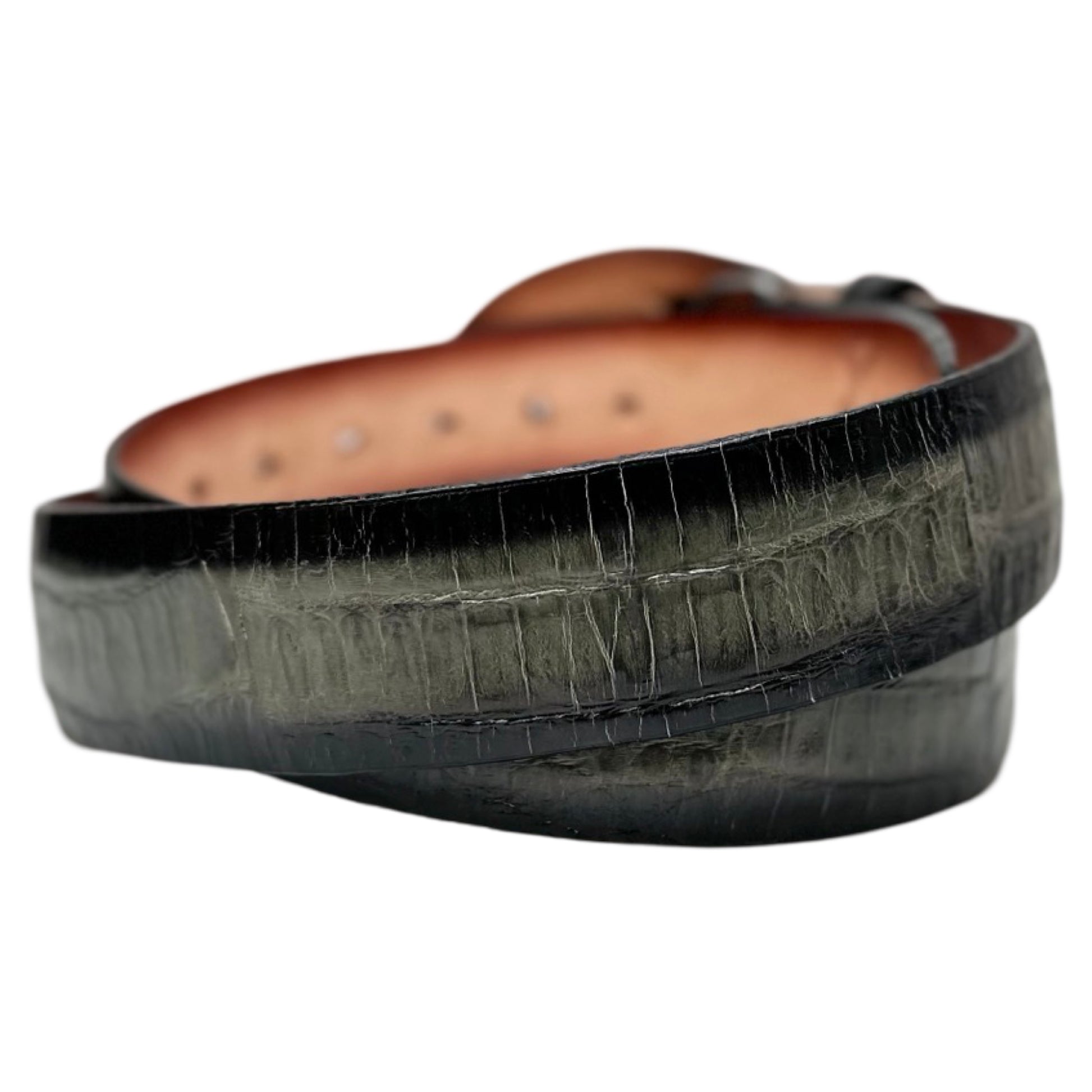 Los Altos Faded Gray Crocodile Belt with Oval Buckle - Dudes Boutique