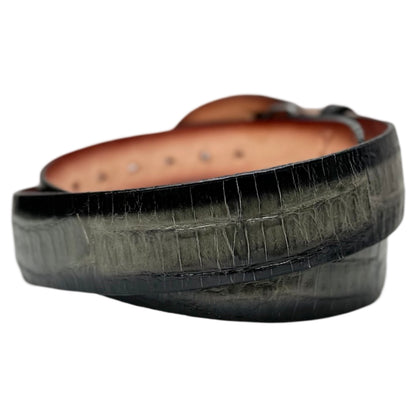 Los Altos Faded Gray Crocodile Belt with Oval Buckle - Dudes Boutique
