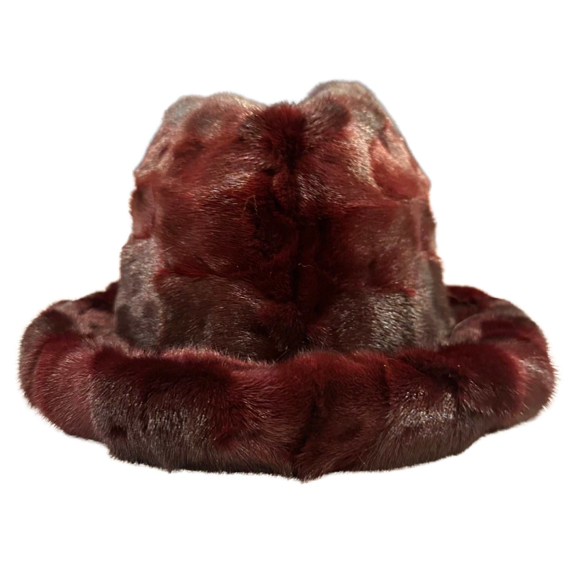 Kashani Men's Wine Red Diamond Cut Mink Fur Top Hat - Dudes Boutique