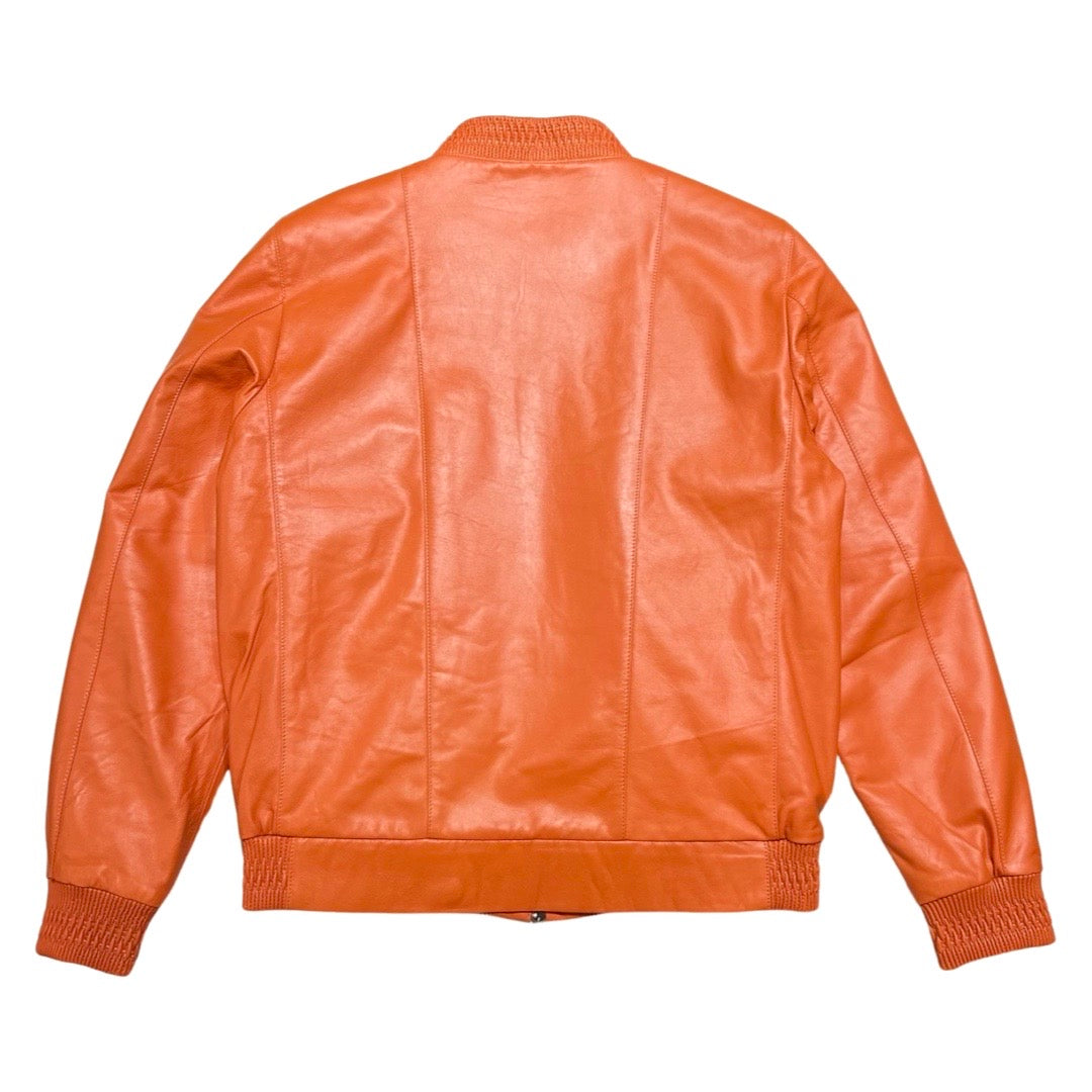 Kashani Burst Orange Python Lambskin Bomber Jacket - Dudes Boutique