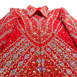 Kashani Red Crimson Silver Hyper Crystal Jacket - Dudes Boutique