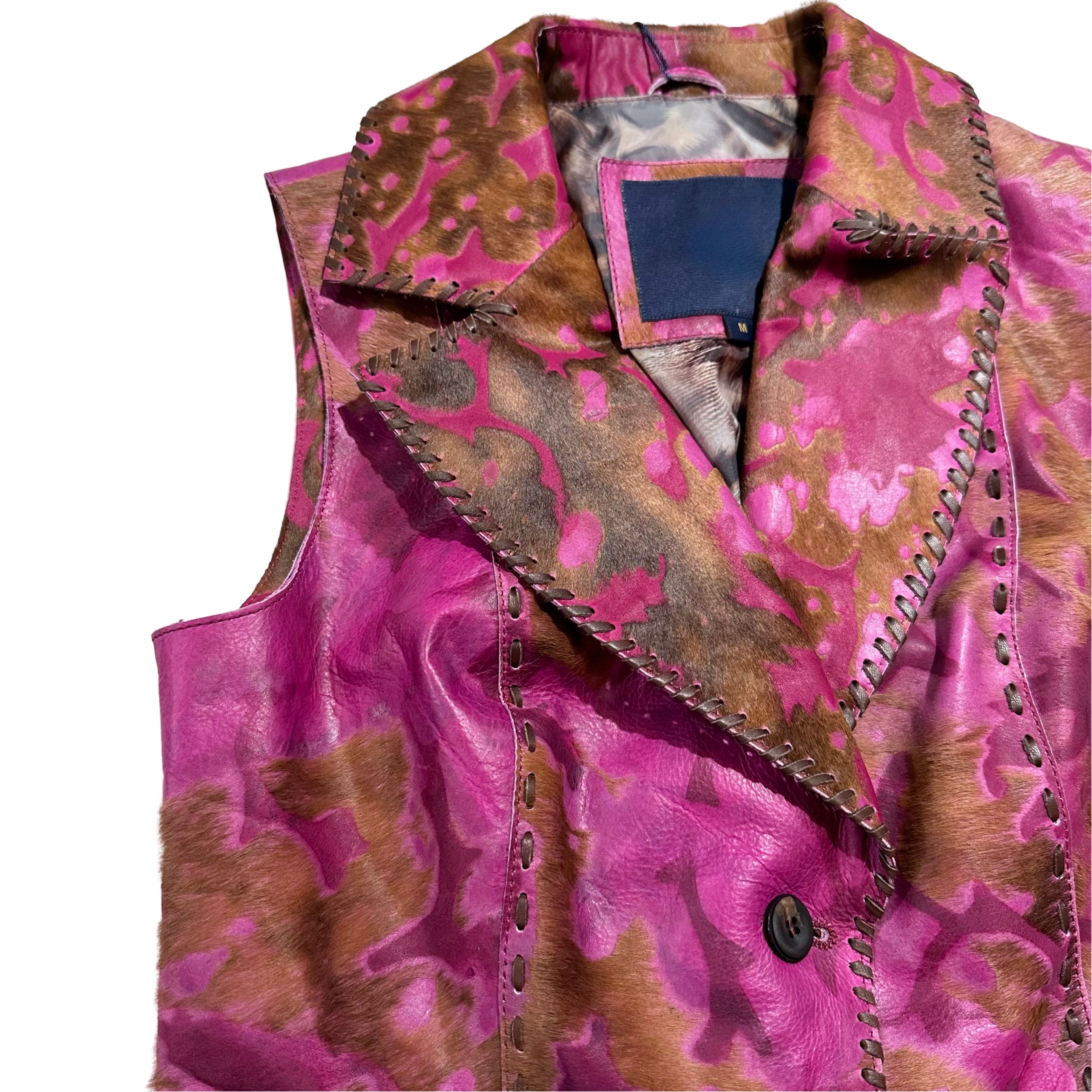 Kashani Women's Fuchsia Pink Cavallino Pony Hair Vest - Dudes Boutique