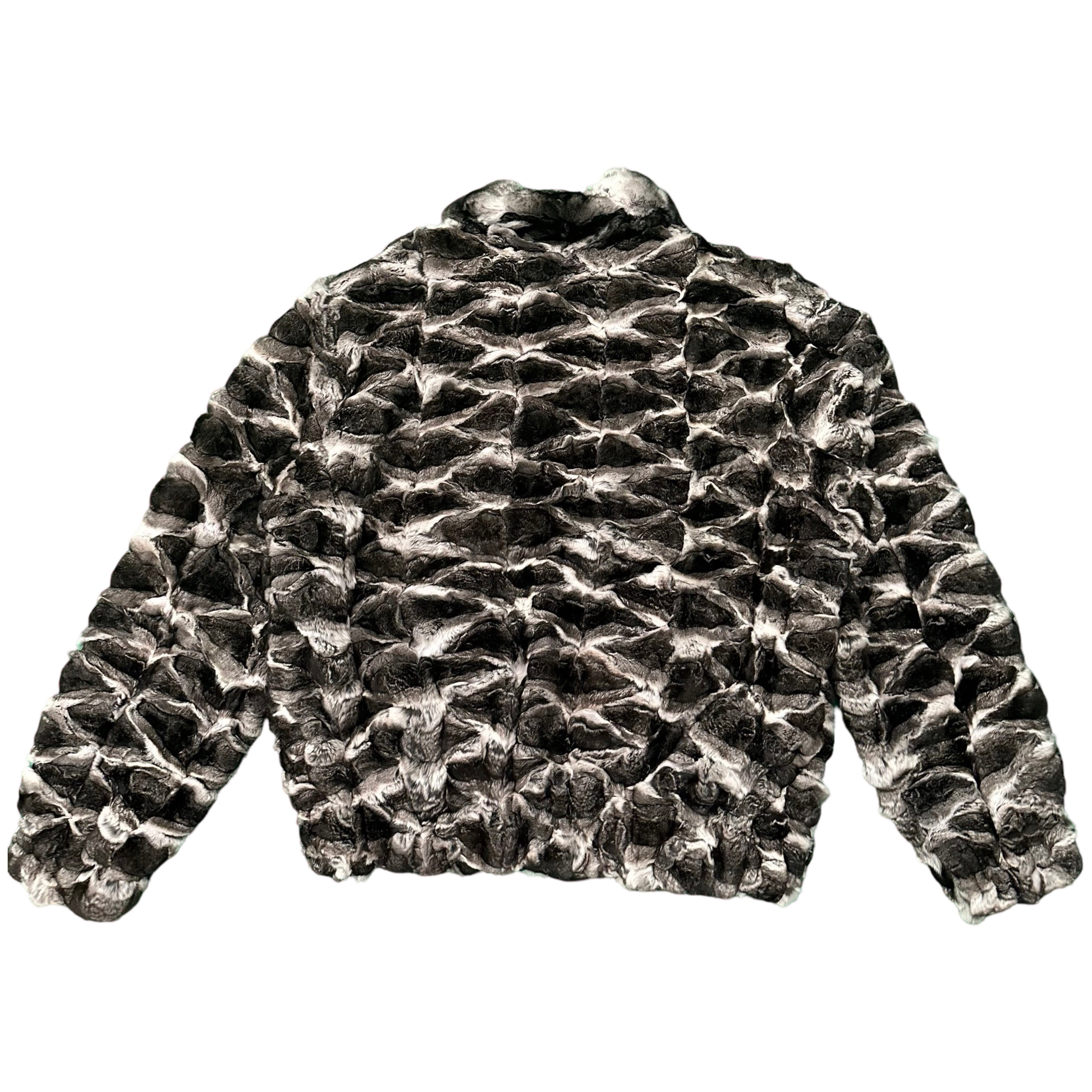 Kashani Full Diamond Cut Chinchilla Fur Bomber Jacket - Dudes Boutique