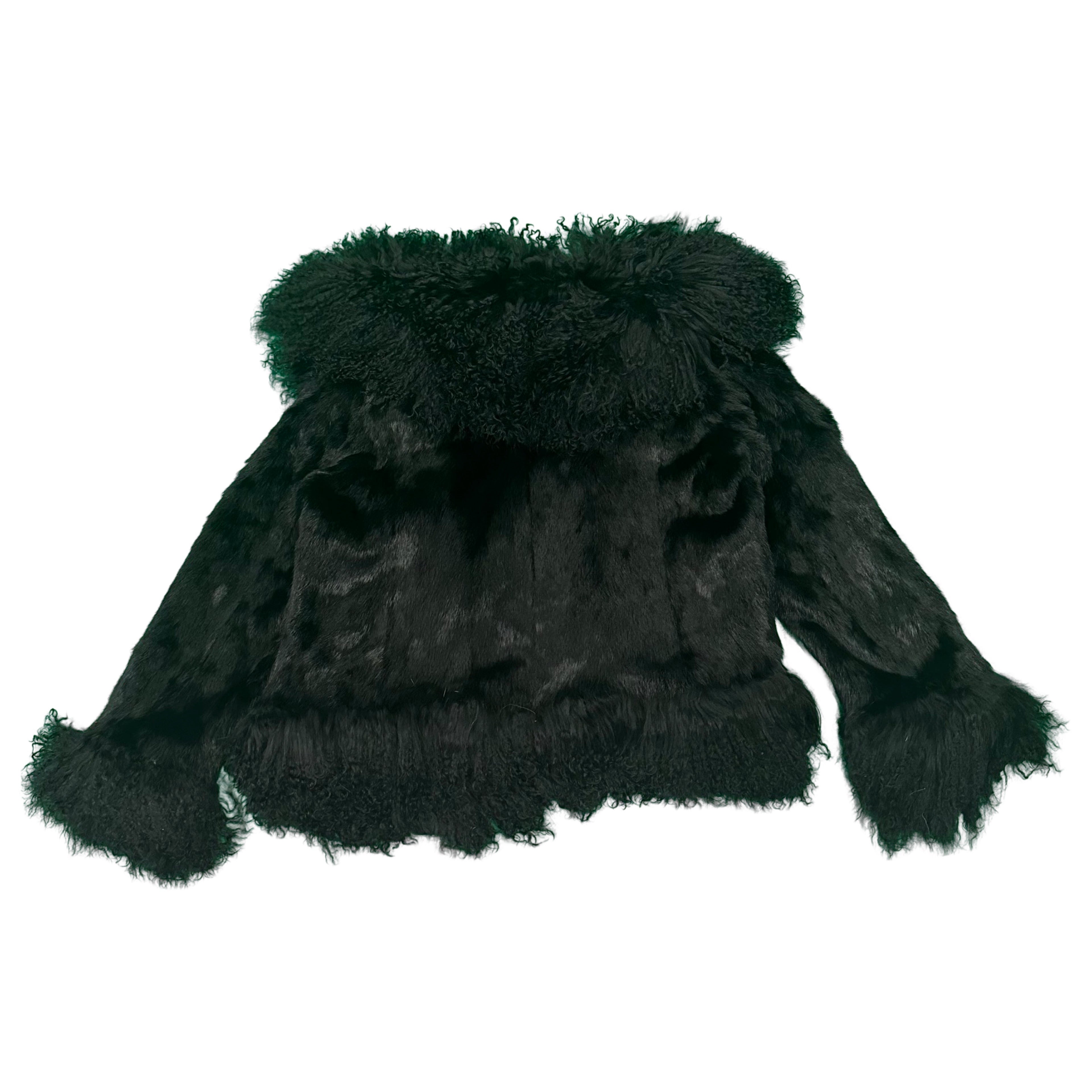 Kashani Women's Black Rabbit / Mongolian Lamb Fur Jacket - Dudes Boutique