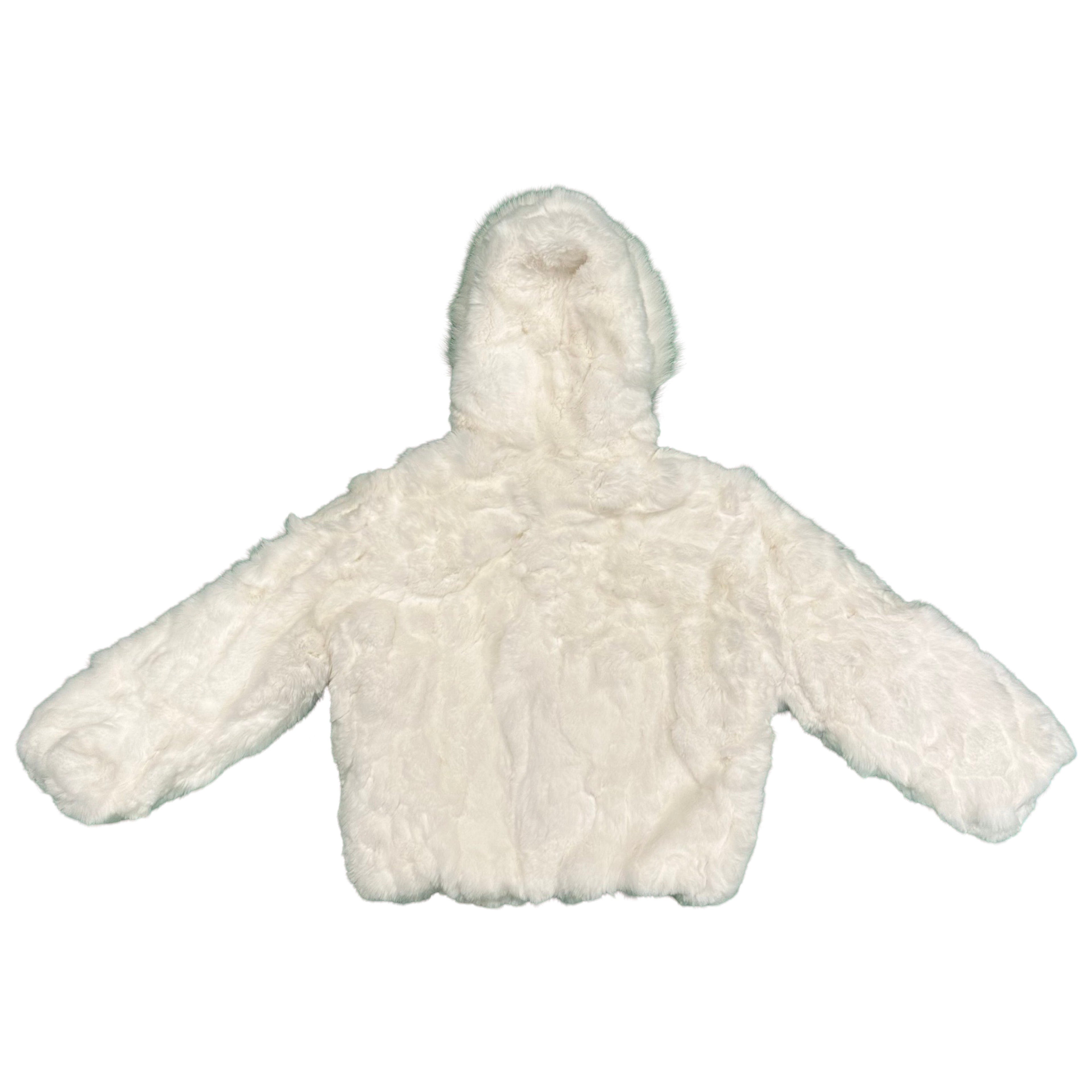 Kashani Kids White Rabbit Fur Hooded Jacket - Dudes Boutique