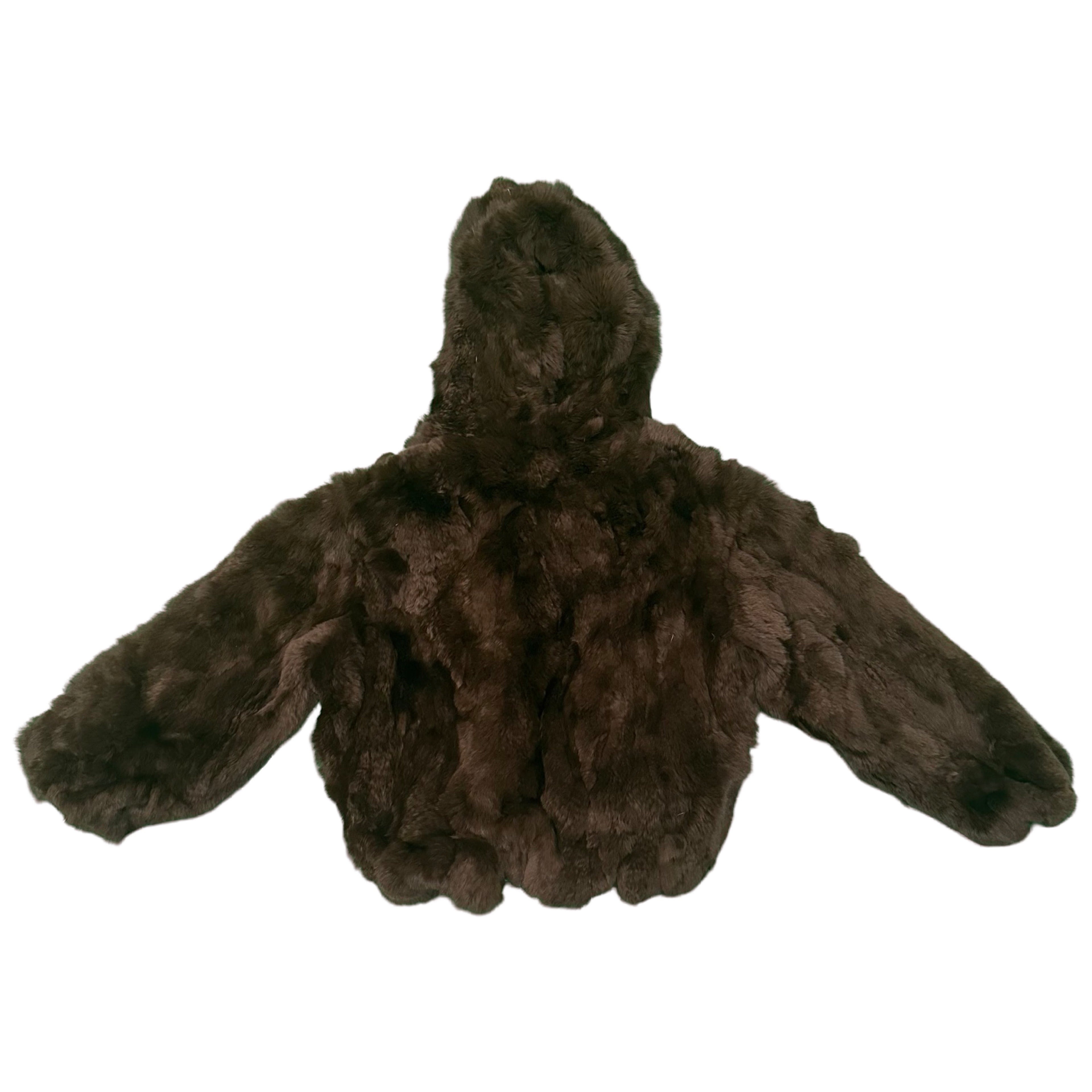 Kashani Kids Brown Rabbit Fur Hooded Jacket - Dudes Boutique