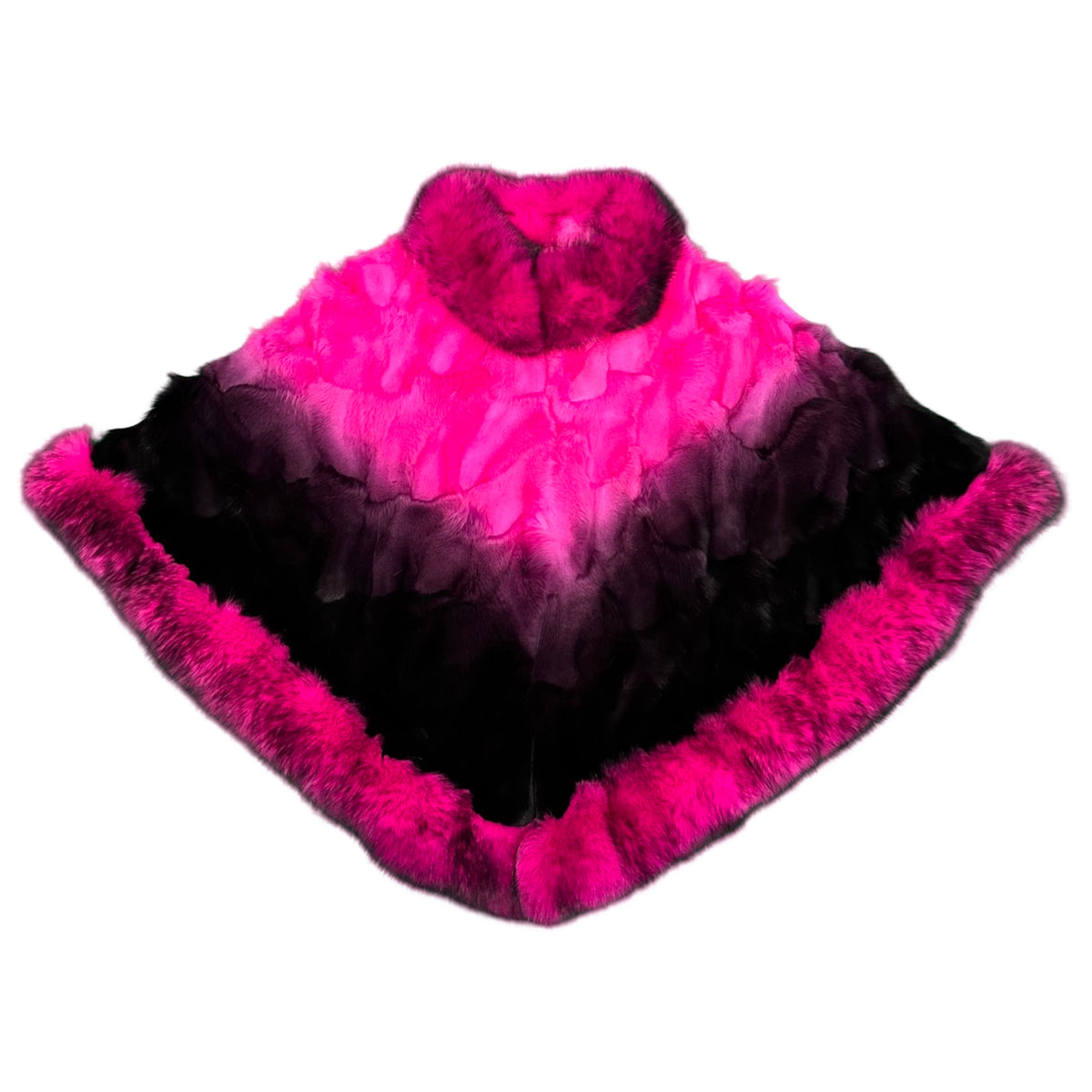 Kashani Women's Pink / Black Fox Fur Poncho - Dudes Boutique