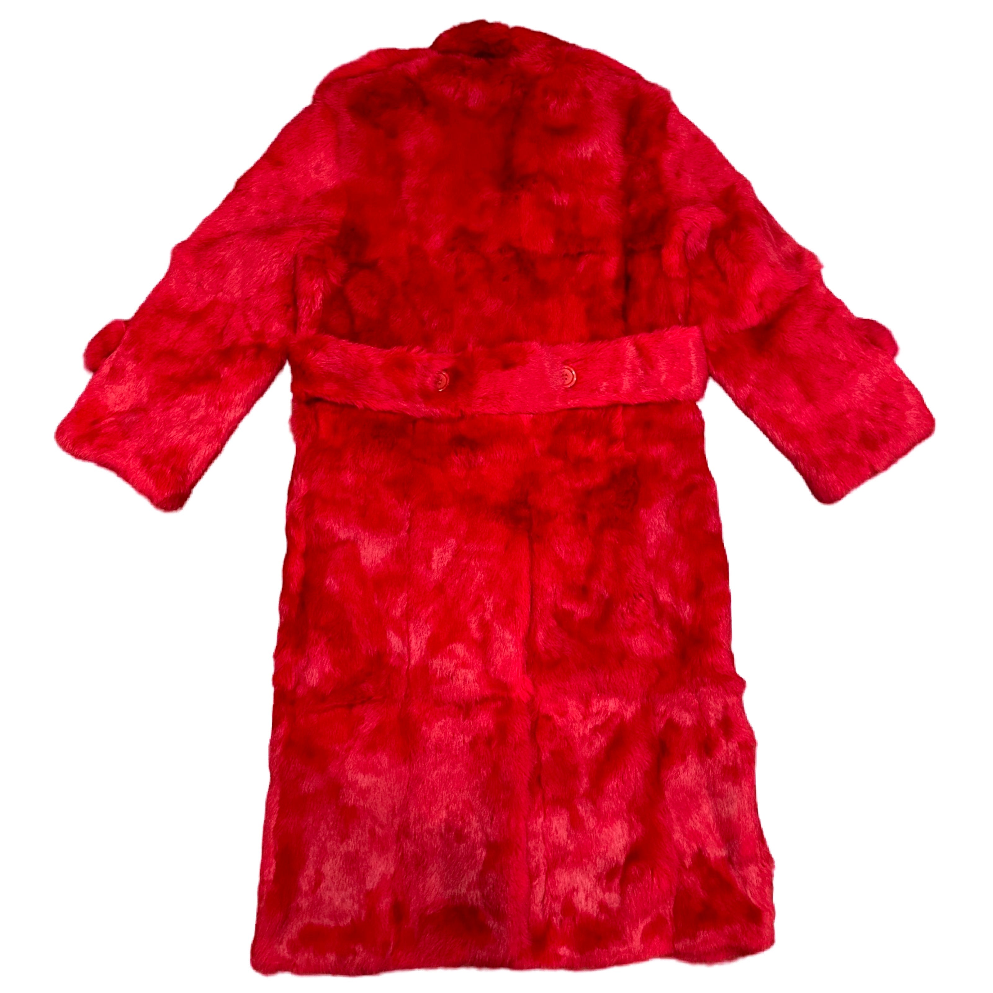 Kashani Men's Red Rabbit Fur Trench Coat - Dudes Boutique