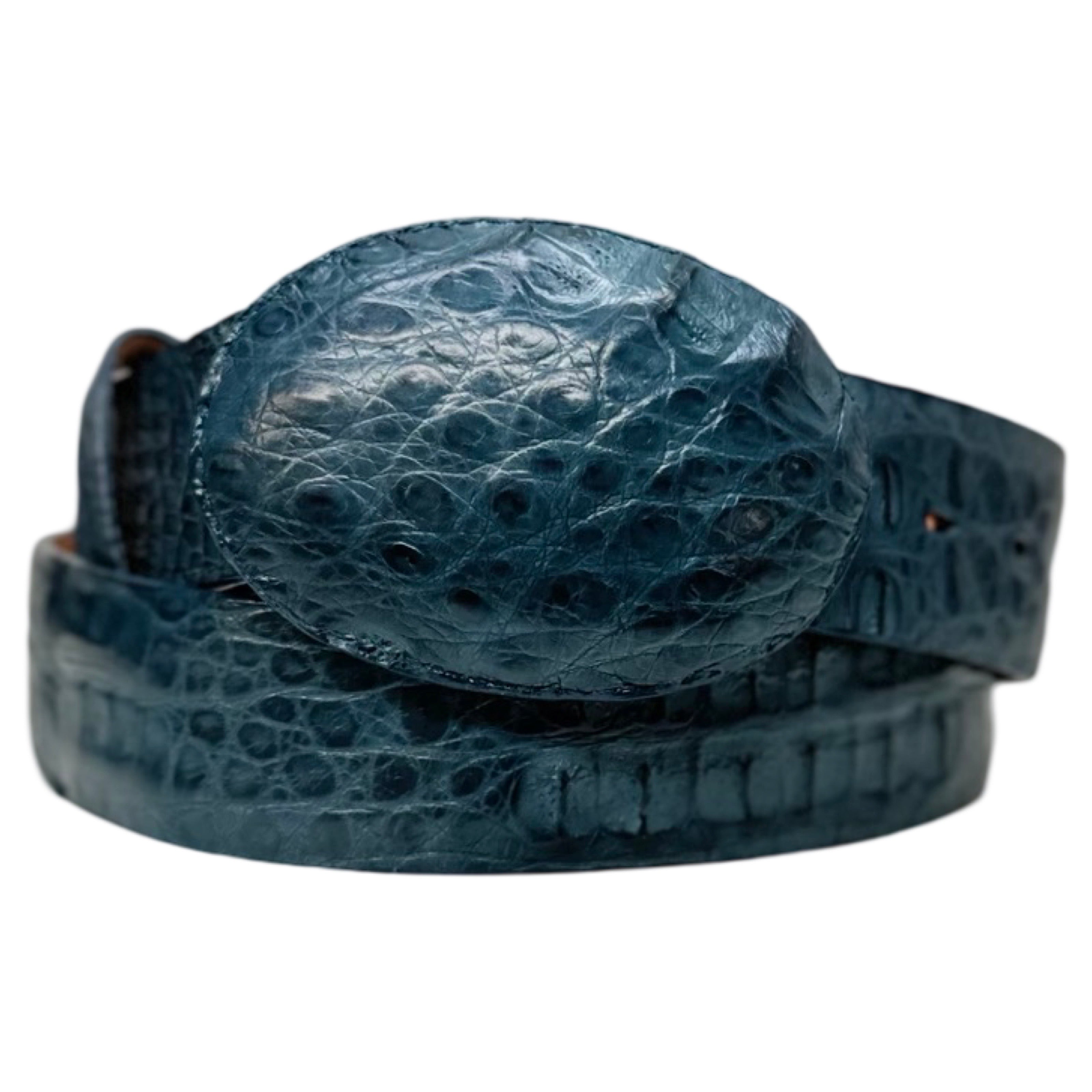 Los Altos Blue Jeans Caiman Crocodile Belt - Dudes Boutique