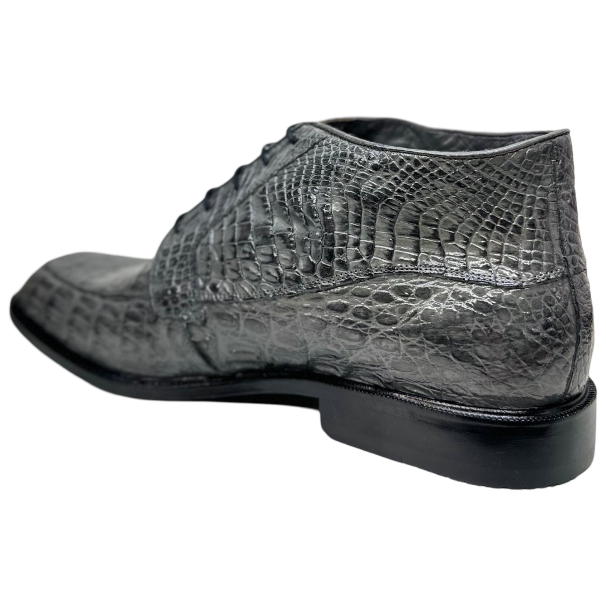 Los Altos Gray All Over Crocodile Belly Lace-Up Dress Ankle Boots - Dudes Boutique