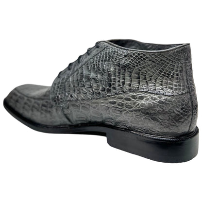 Los Altos Gray All Over Crocodile Belly Lace-Up Dress Ankle Boots - Dudes Boutique