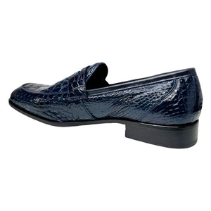 Mauri 4862 Navy Alligator Belly Penny Loafers - Dudes Boutique