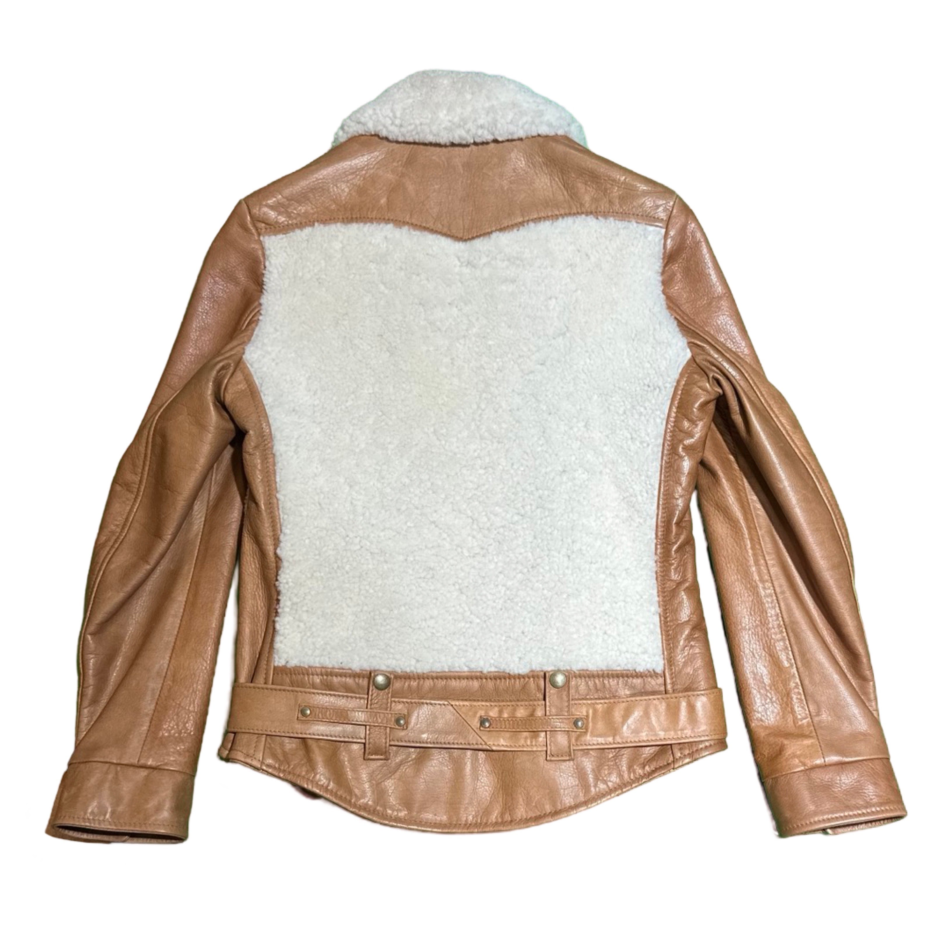 Schott Women's Cognac Natural Shearling Jacket - Dudes Boutique