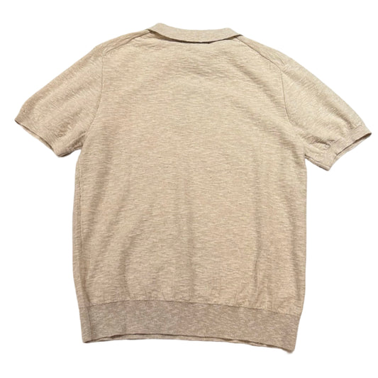 Prestige Oatmeal Textured Knit Polo - Dudes Boutique