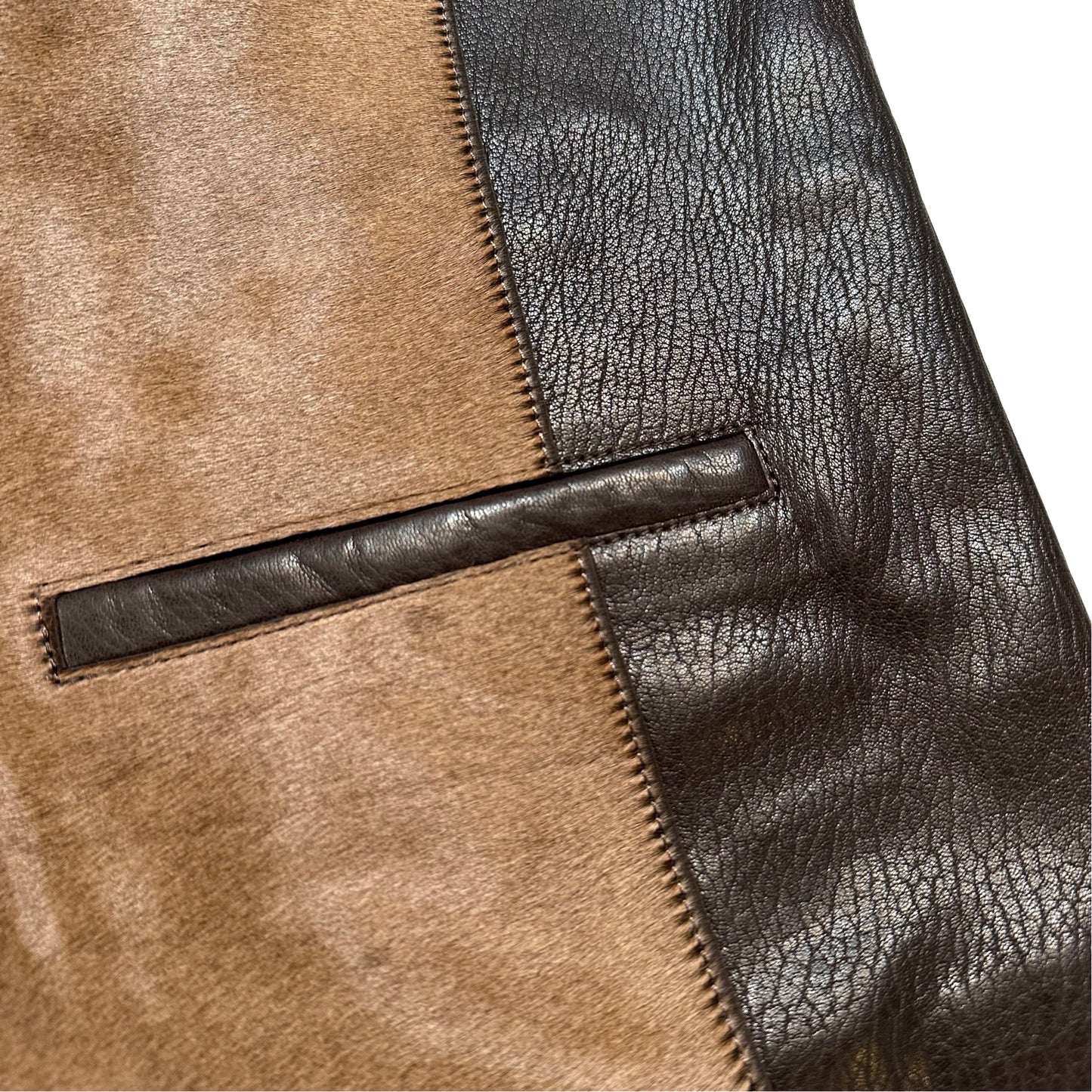 Kashani Tri Brown Cavallino Pony Hair Hand Woven Vest - Dudes Boutique