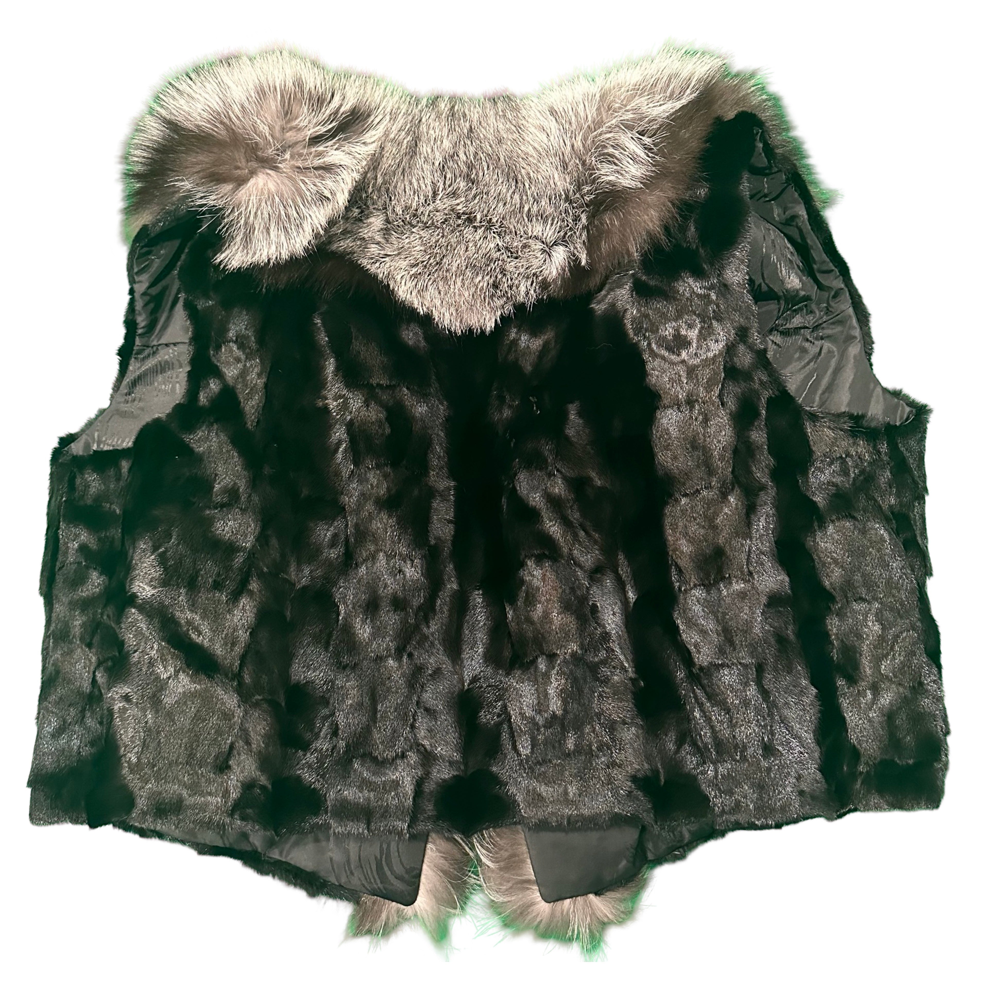 Kashani Women's Black Diamond Cut Mink Silver Fox Fur Vest – Dudes