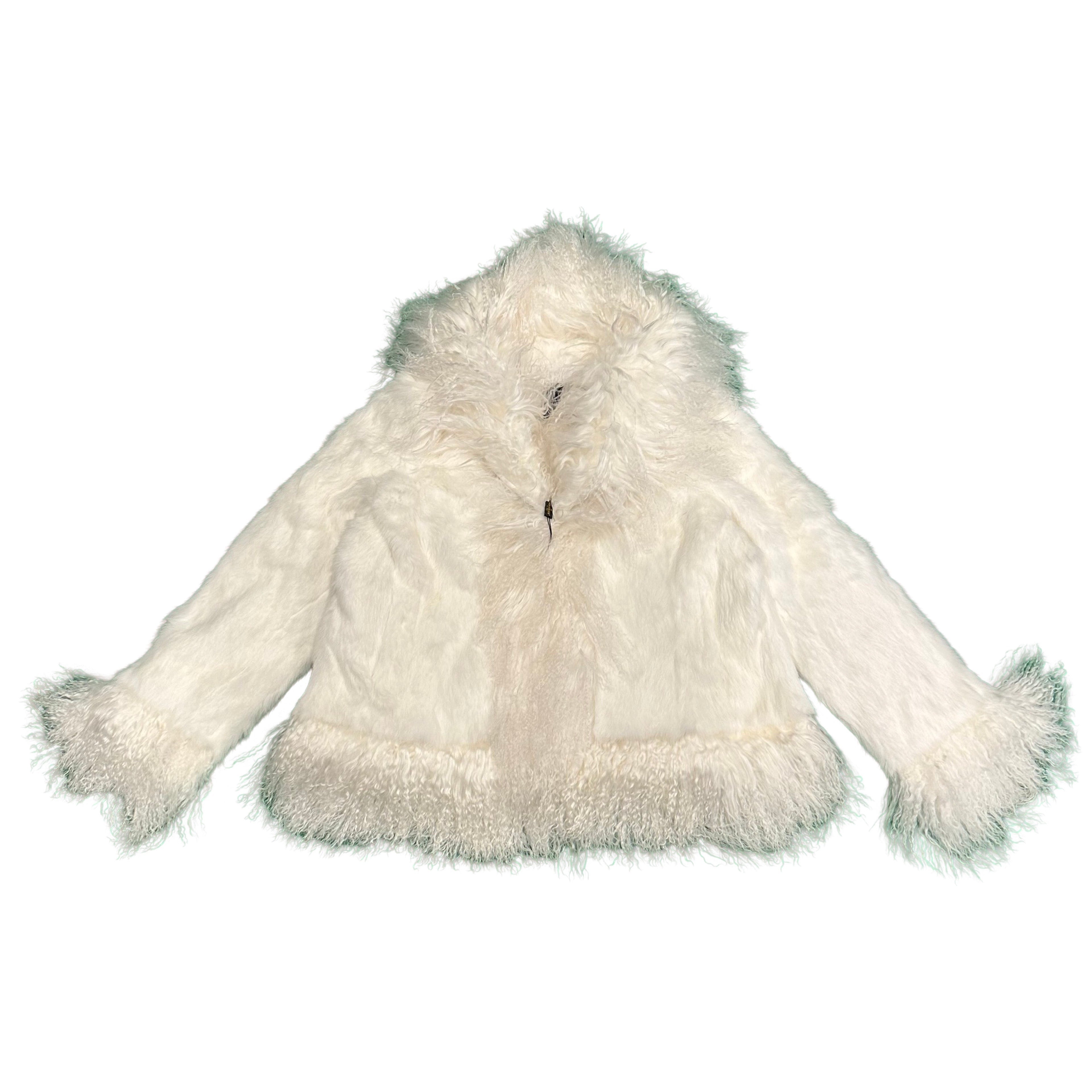 Kashani Women's White Rabbit / Mongolian Lamb Fur Jacket - Dudes Boutique