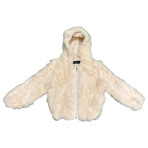 Kashani Kids Cream Rabbit Fur Hooded Jacket - Dudes Boutique