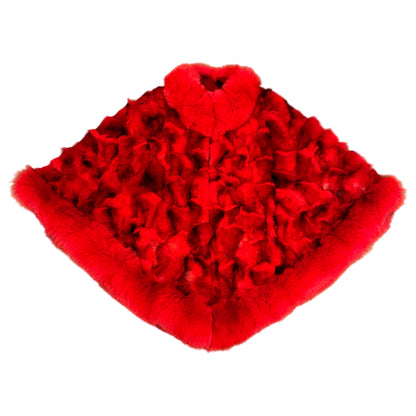 Kashani Women's Red Fox Fur Poncho - Dudes Boutique