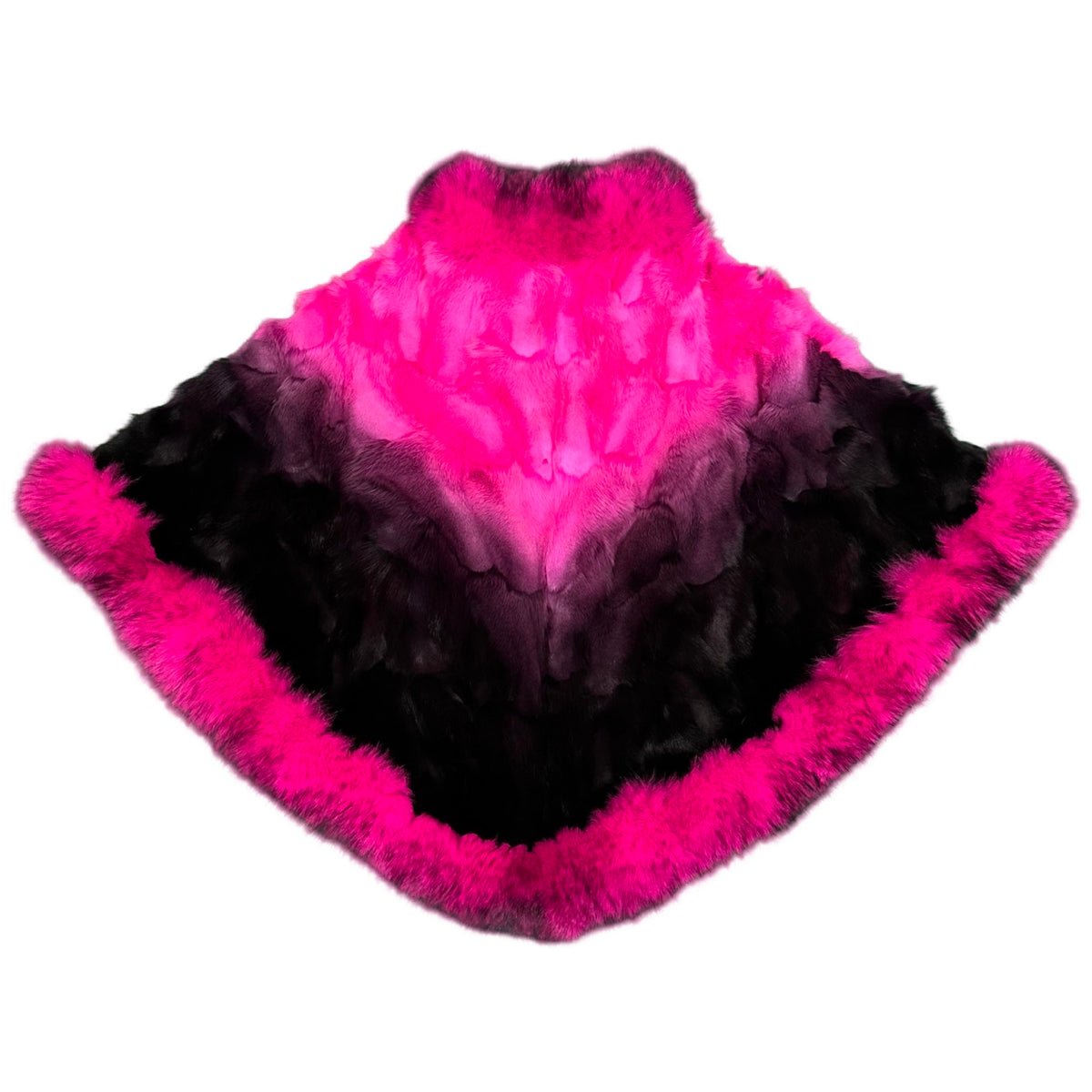 Kashani Women's Pink / Black Fox Fur Poncho - Dudes Boutique