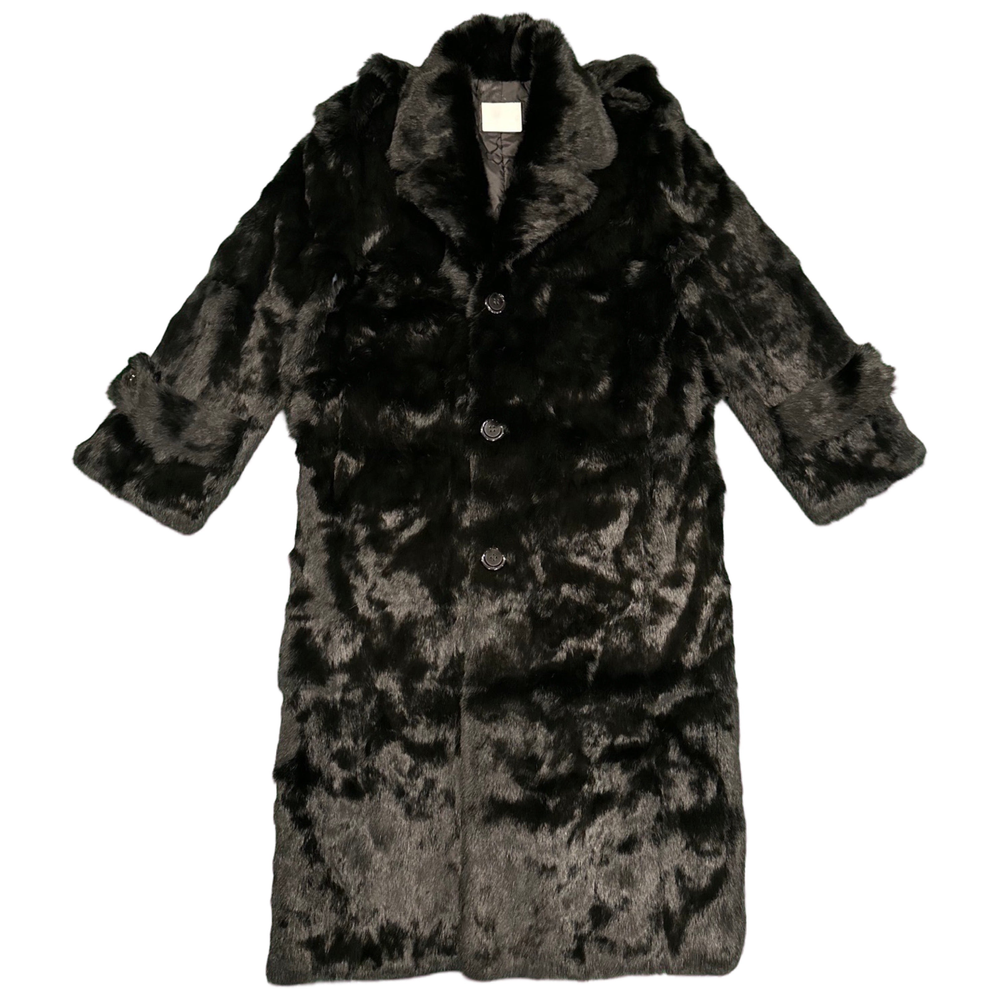 Kashani Men's Black Rabbit Fur Trench Coat - Dudes Boutique