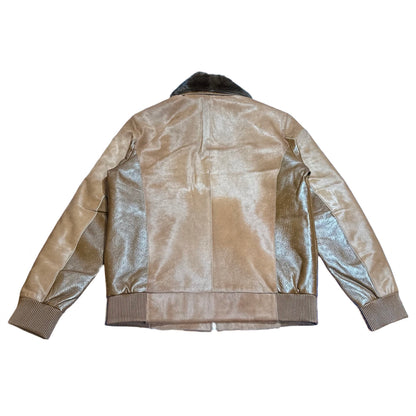 Kashani Brown Pony Hair Lambskin Embossed Ostrich Quill Jacket - Dudes Boutique
