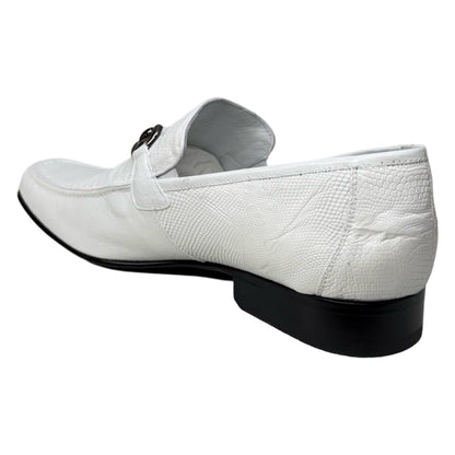 Los Altos white all over lizard bit dress loafers
