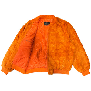 Kashani Orange Diamond Cut Mink Fur Bomber Jacket - Dudes Boutique