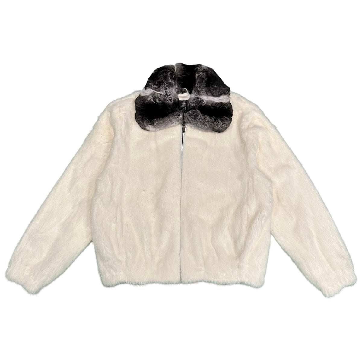 Kashani White Full Mink Chinchilla Collar Fur Jacket - Dudes Boutique