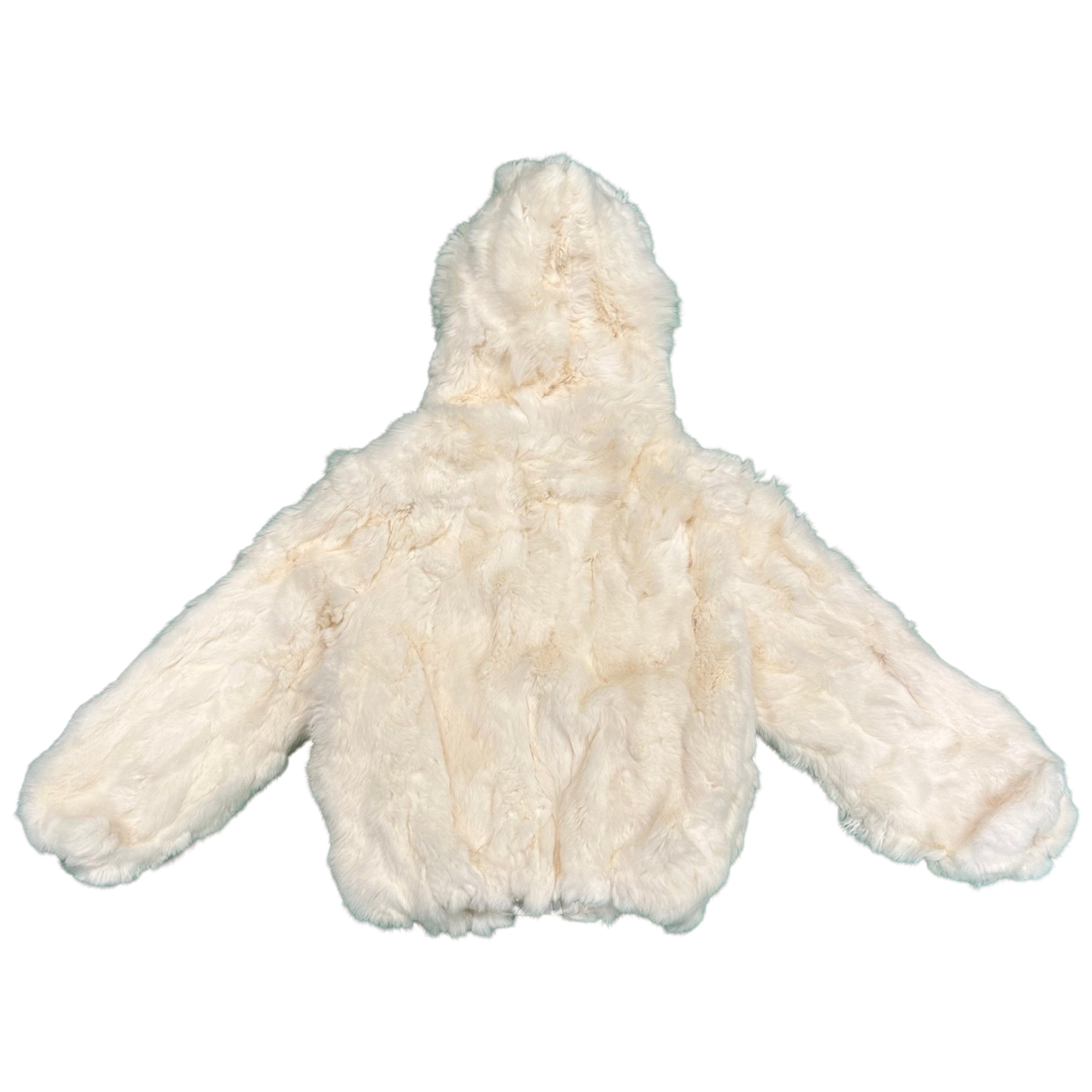 Kashani Kids Cream Rabbit Fur Hooded Jacket - Dudes Boutique