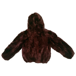 Kashani Kids Burgundy Rabbit Fur Hooded Jacket - Dudes Boutique