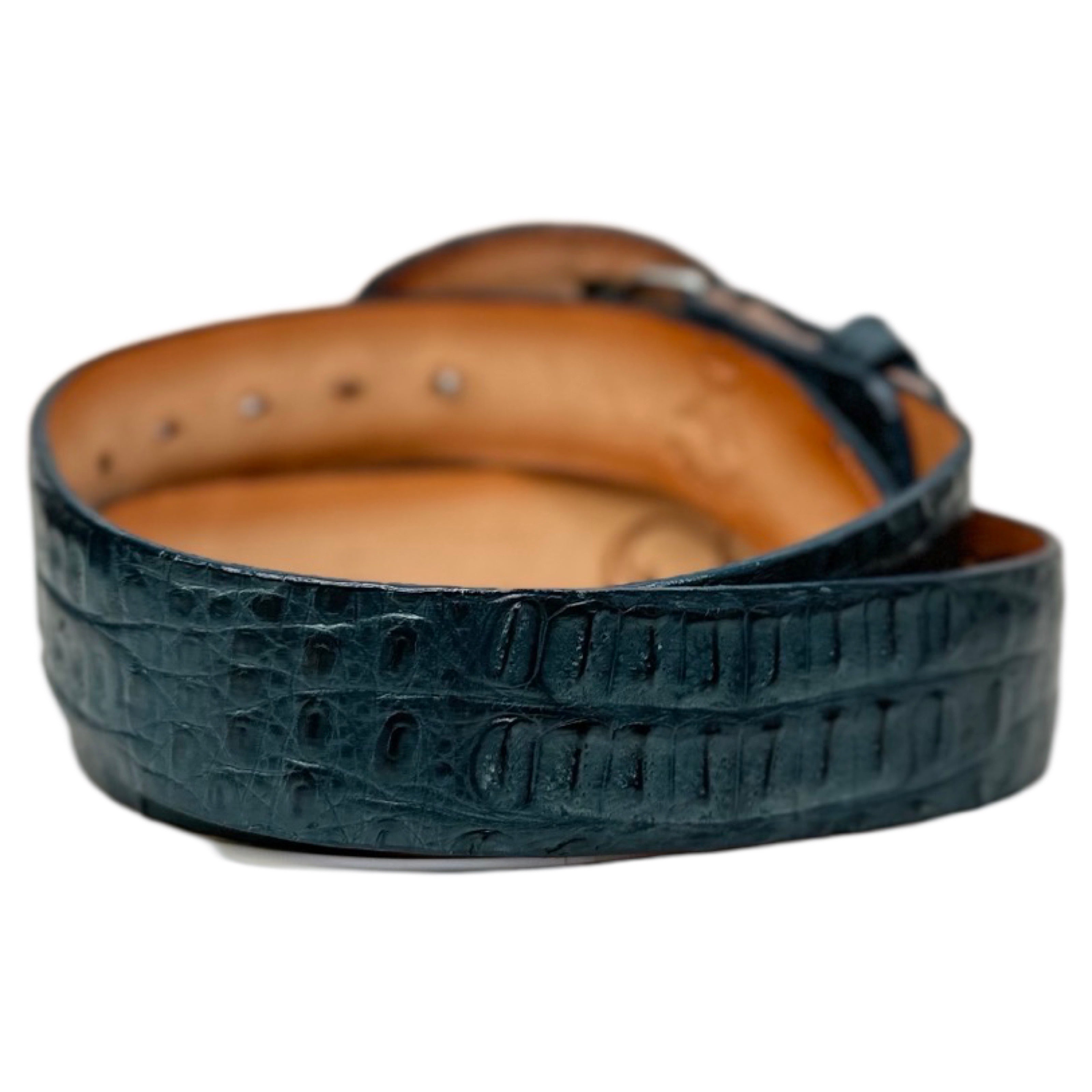 Los Altos Blue Jeans Caiman Crocodile Belt - Dudes Boutique