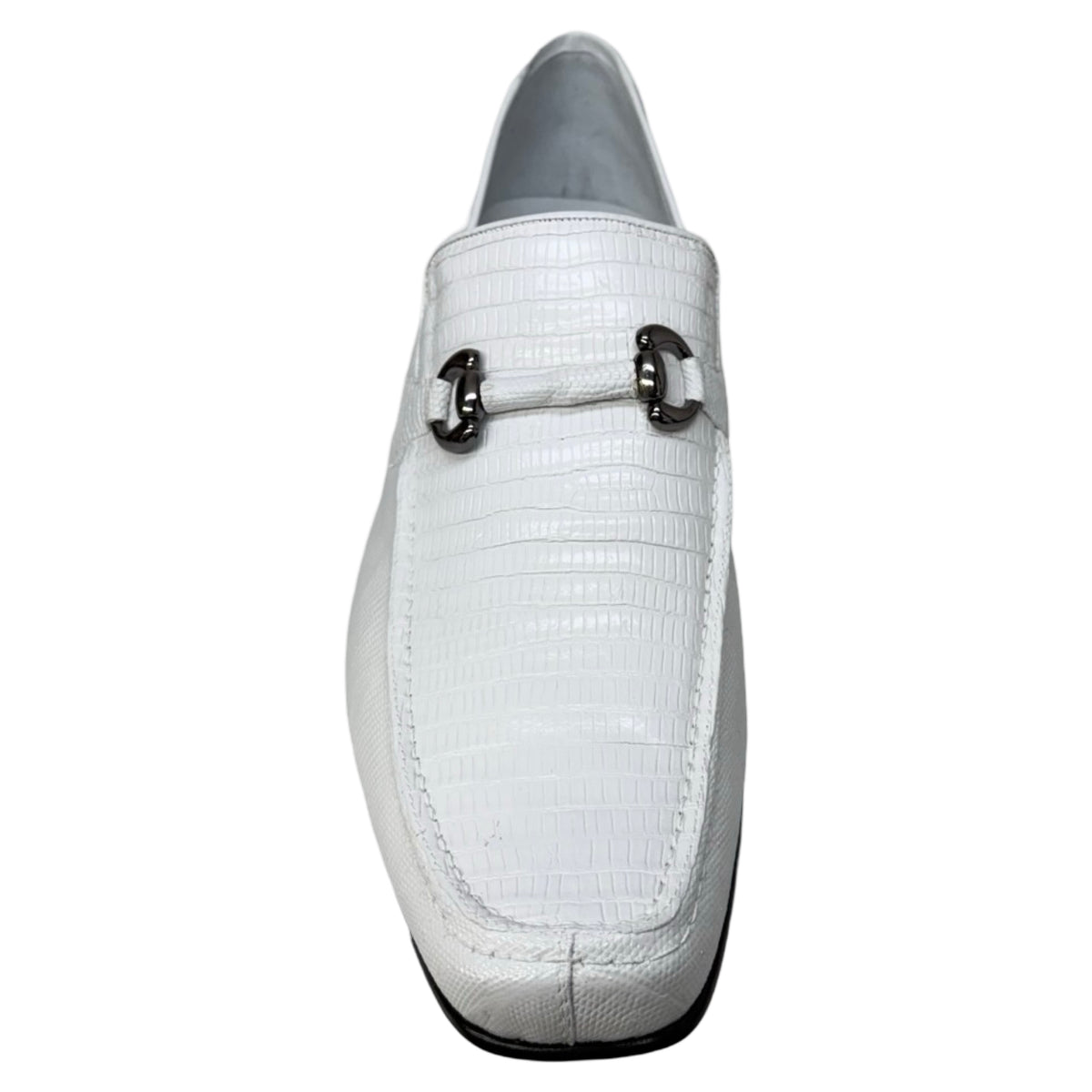 Los Altos white all over lizard bit dress loafers