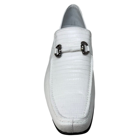 Los Altos White All Over Lizard Bit Dress Loafers - Dudes Boutique