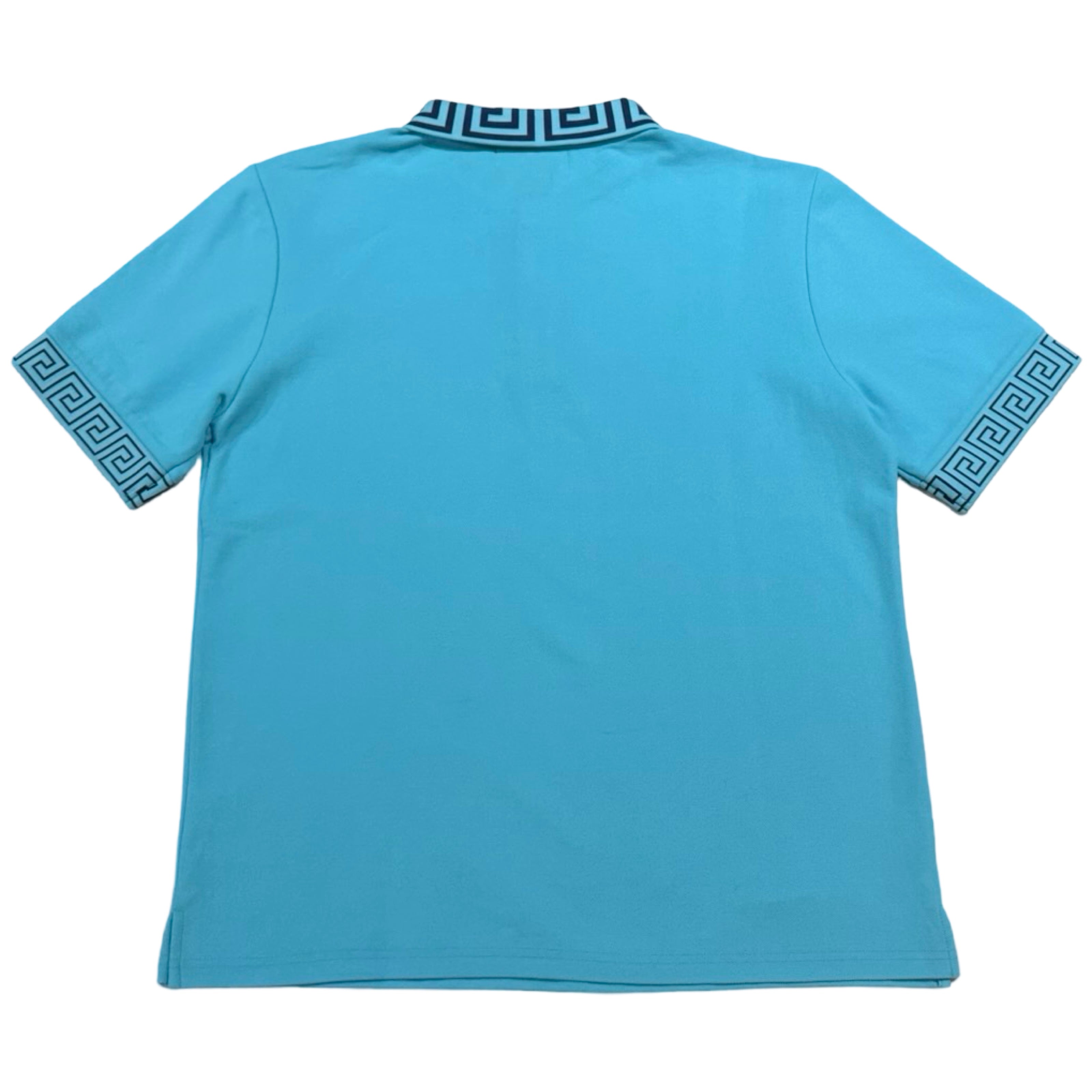 Prestige Aqua Blue Greek Key Polo Shirt - Dudes Boutique