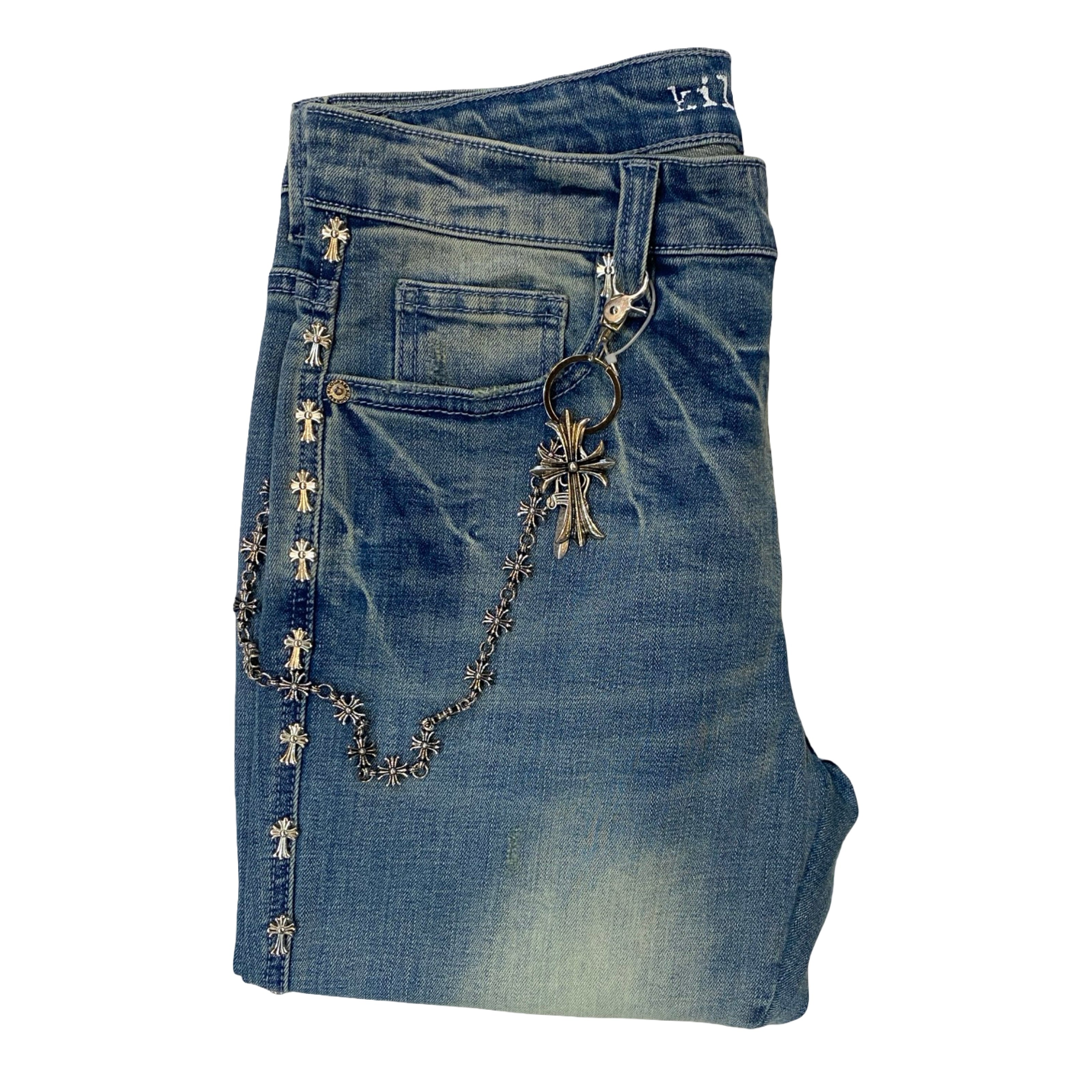 Kilogram Light Wash Cross Rivet Denim Jeans